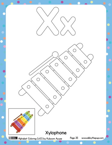 X Is For Xylophone Coloring Page